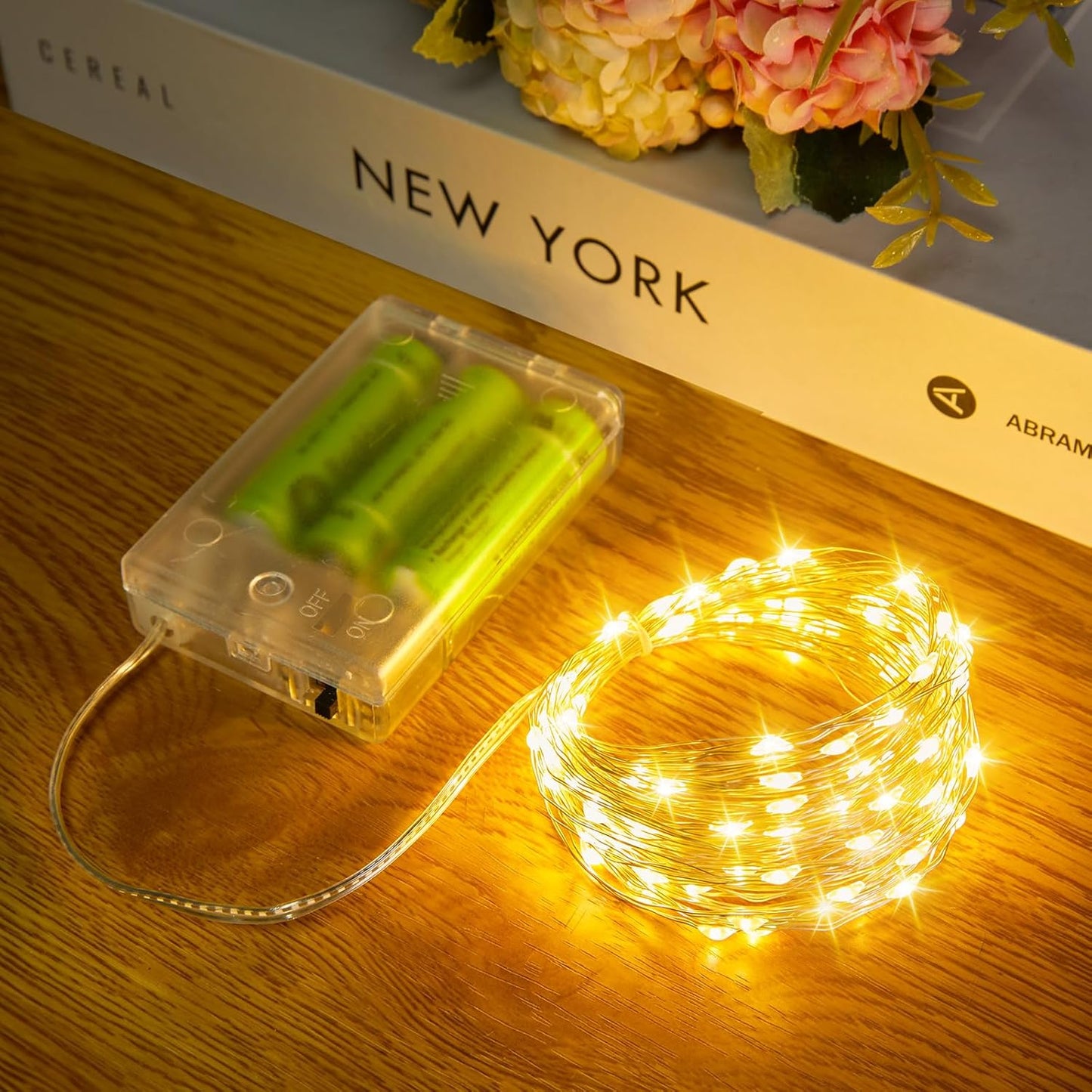 Minetom Fairy String Lights - 33Ft 100 LED Battery Operated Copper Wire Twinkle Lights | Waterproof for Weddings & Parties