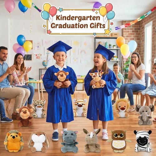 Arrozon 12 Pcs Small Stuffed Animals Bulk, 4.5 Inch Mini Stuffed Animals, Kindergarten Graduation Gifts, Classroom Keychain Plushies Toys Claw Machine Carnival Prizes, Party Favors for Kid