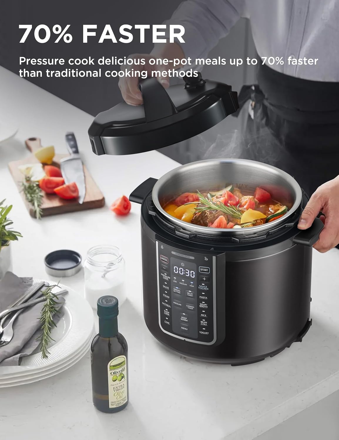 Midea 12-in-1 Electric Pressure Cooker - 6 Quart Multi-Functional Programmable Cooker | Stainless Steel