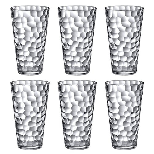 Amazing Abby - Iceberg - 30-Ounce Plastic Tumblers (Set of 6), Iced-Tea Drinking Glasses, All-Clear Reusable Plastic Cups, Stackable, BPA-Free, Shatter-Proof, Dishwasher-Safe