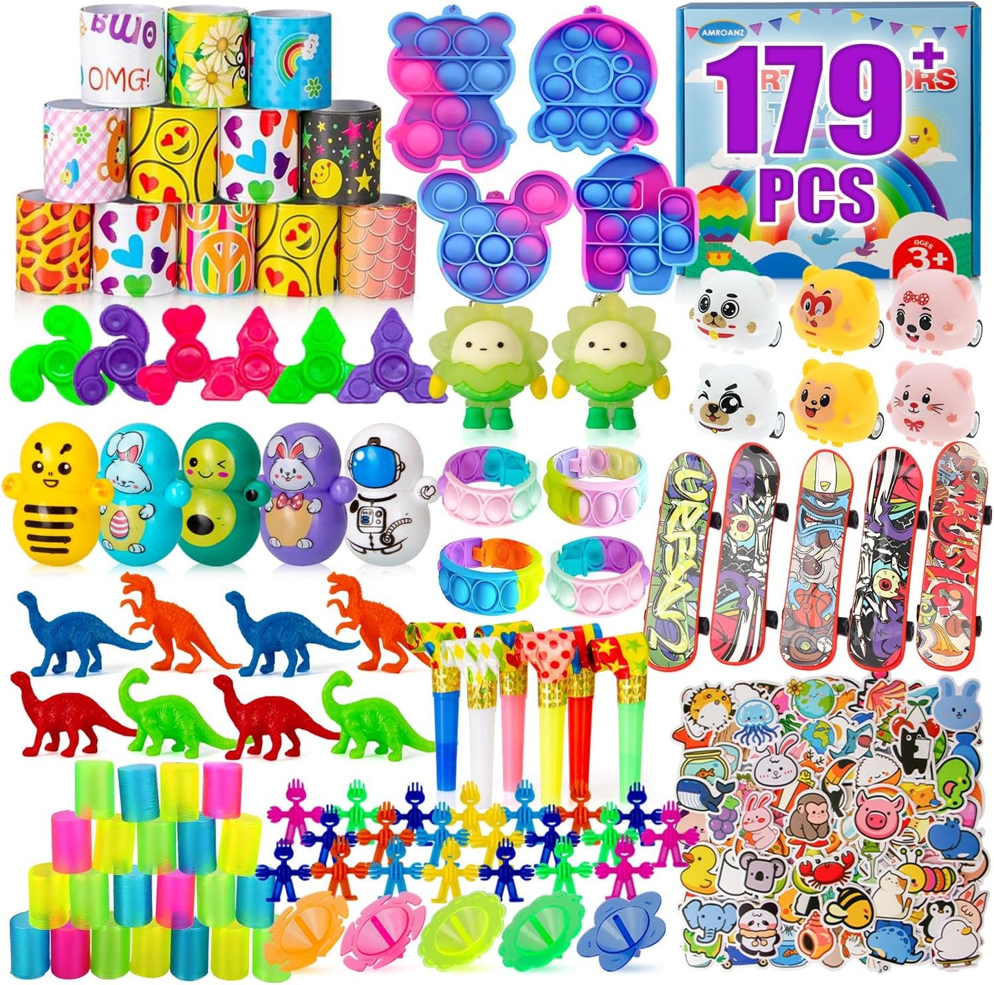 Party Favors for Kids | 179 Pcs Goodie Bags Stuffers - Fun Pinata & Treasure Box Toys