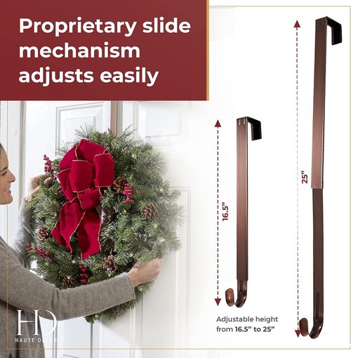 Haute Decor Adjustable Wreath Hanger - 20 Lb Capacity for Versatile Home Decor
