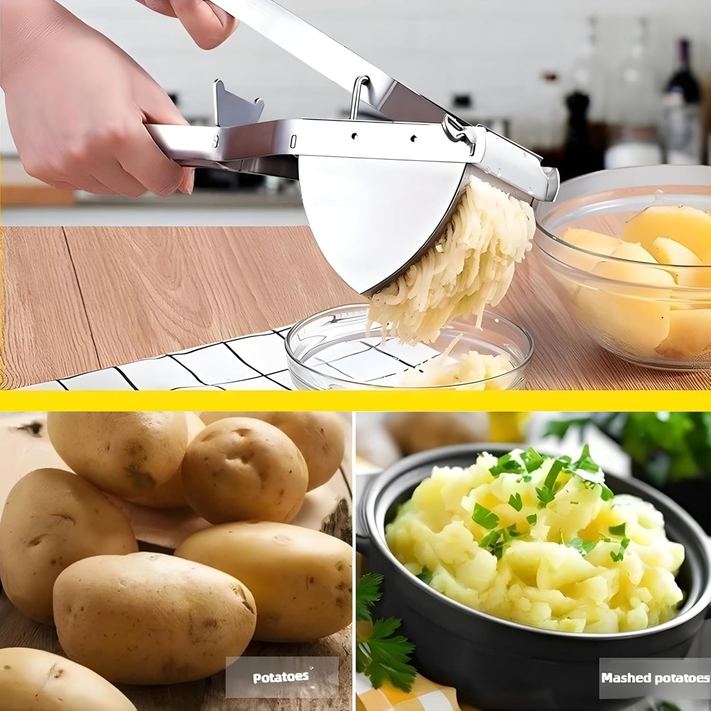 Potato Ricer - Heavy Duty Stainless Steel Masher for Fluffy Mashed Potatoes | 23 Oz Capacity