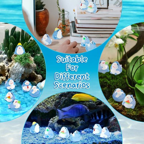 Exasinine Luminous Mini Shark Figurines - 6Pcs Glow-in-the-Dark Resin for Aquarium Decor & DIY Crafts