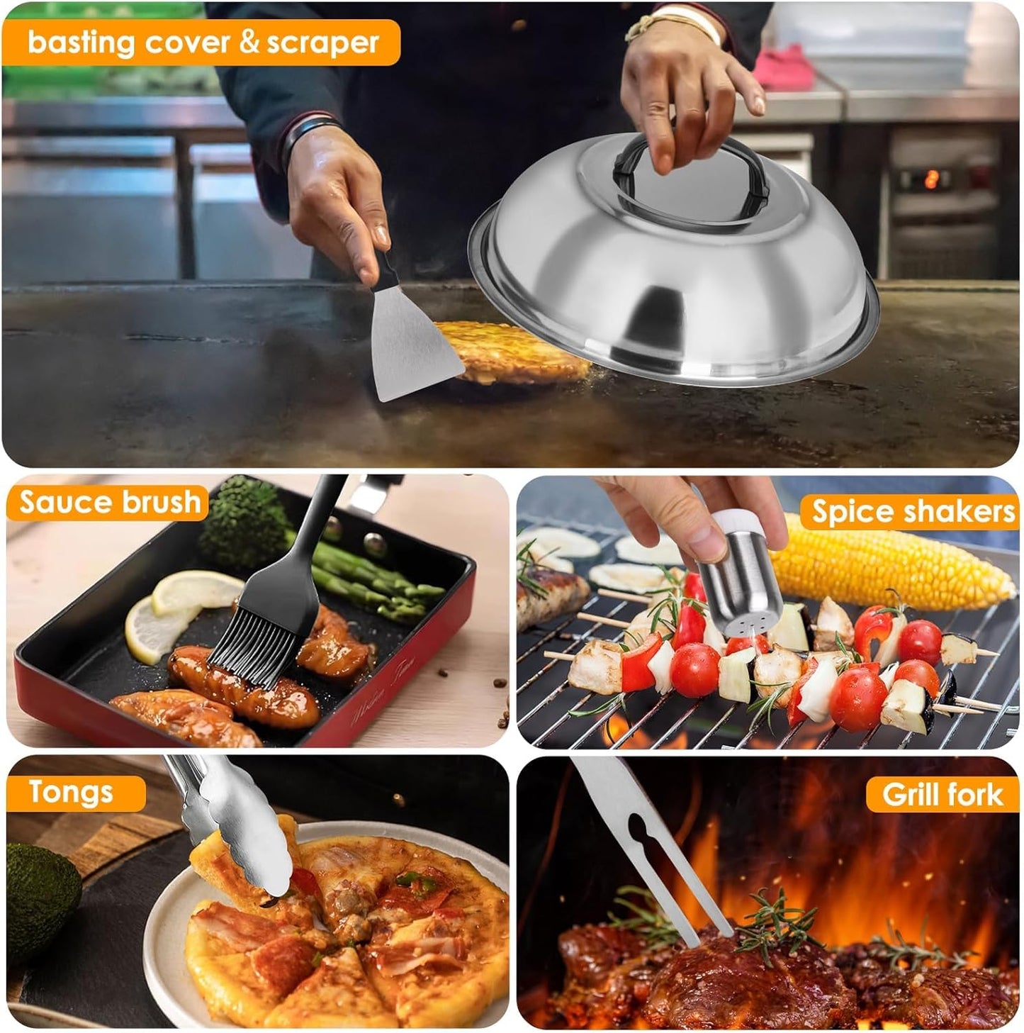 Skiennix 30-Piece Griddle Accessories Kit - Essential Flat Top Grill Tools for Outdoor Barbecue