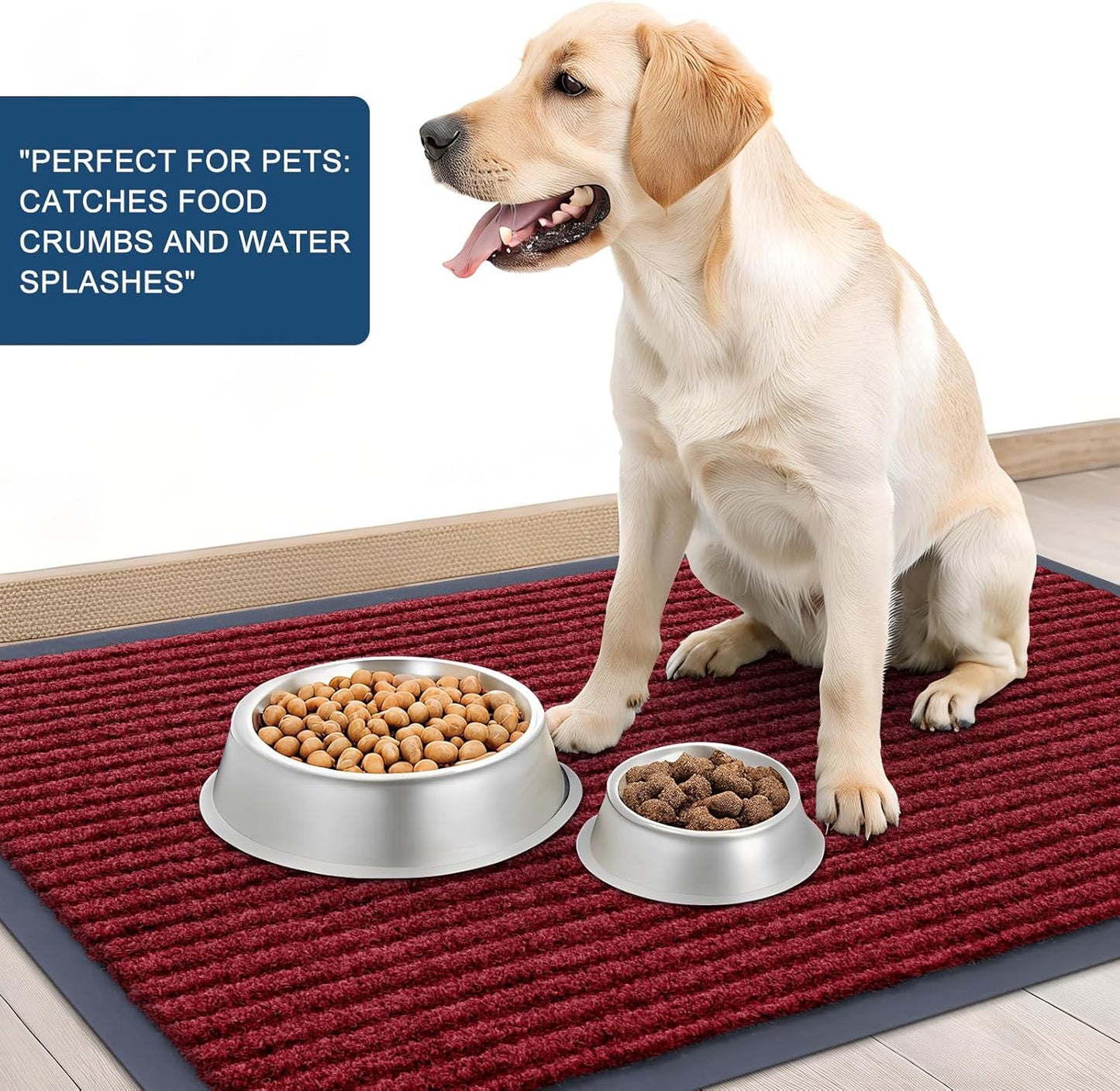 OLANLY Waterproof Heavy Duty Front Door Mat - Fade Resistant & Easy Clean | 29.5x17, Wine Red