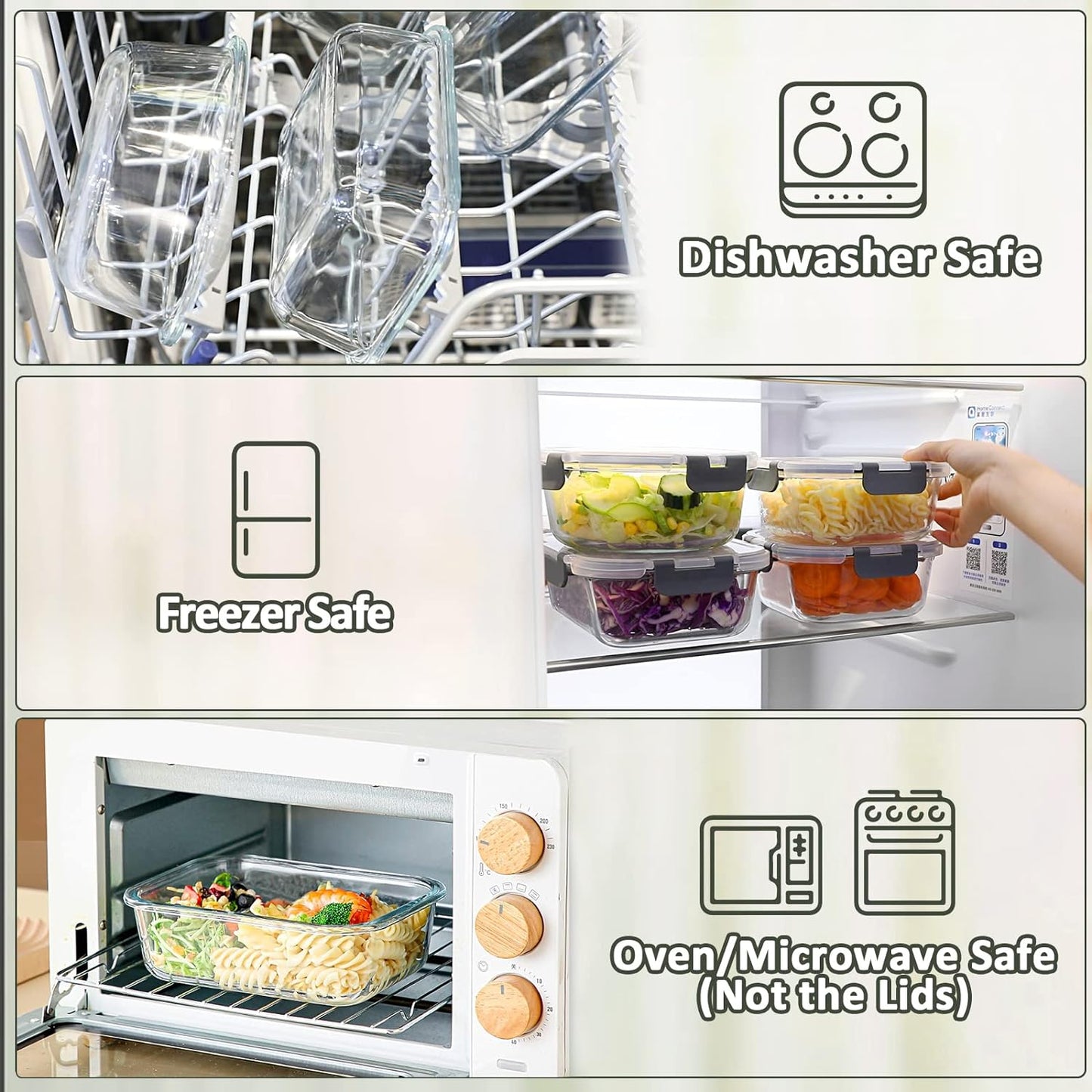 MCIRCO Glass Meal Prep Containers - Airtight Food Storage with Snap Locking Lids | 10-Pack, Microwave & Dishwasher Safe