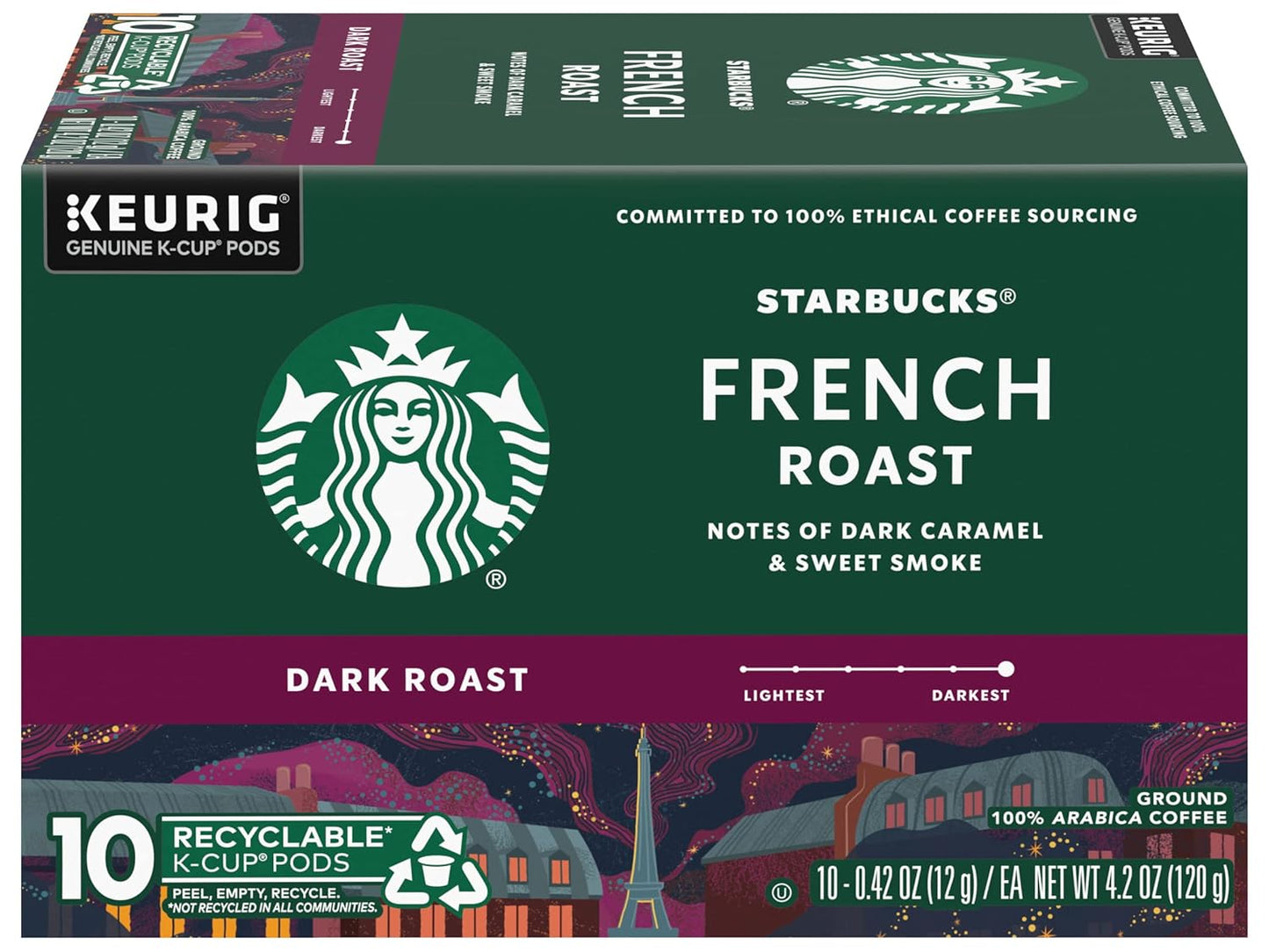 Starbucks Coffee K-Cup Pods - French Roast Dark Roast Coffee | 100% Arabica, 30 Pods Total