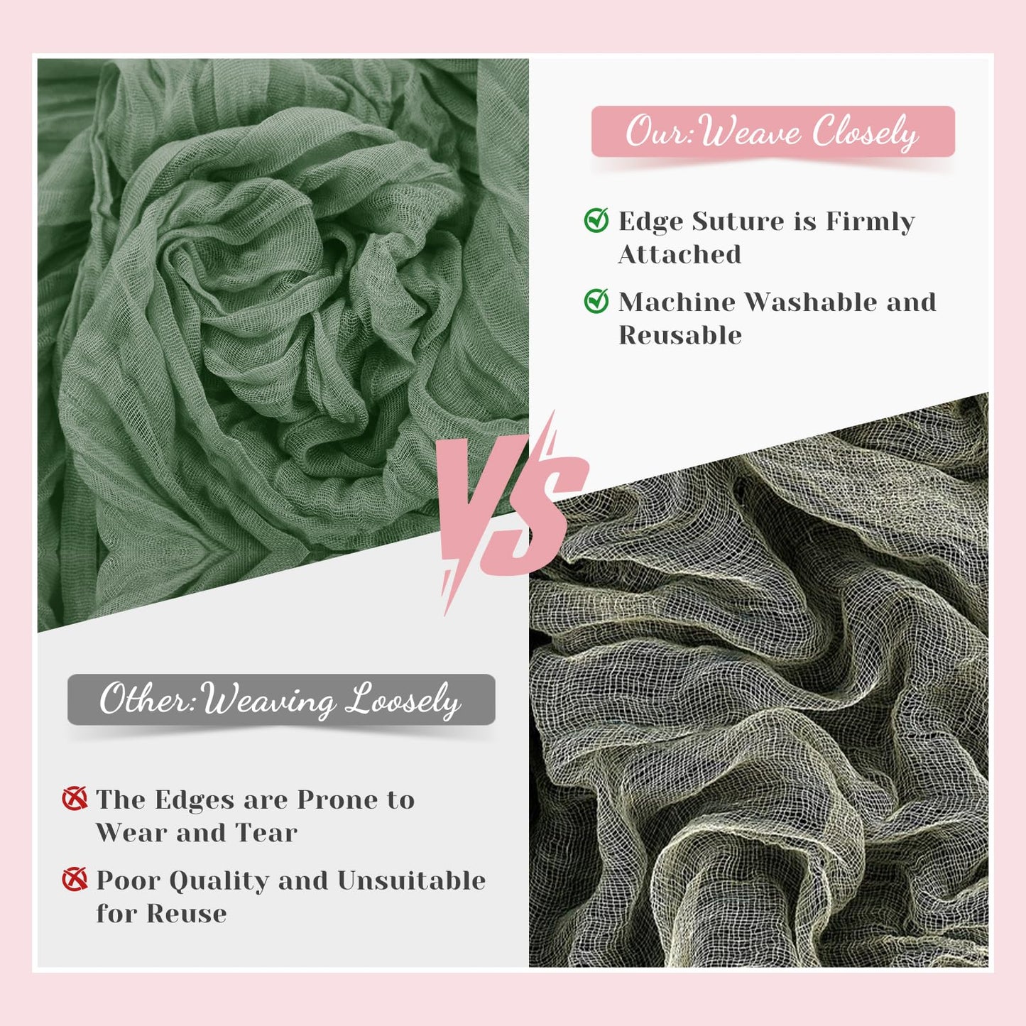 Sage Green Cheesecloth Table Runner, 10 Ft Easter Boho Table Runner, 120 in Spring Rustic Table Runners for St Patrick's Day, Wedding, Party, Baby & Bridal Shower