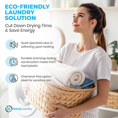 Handy Laundry Reusable Dryer Balls - Natural Fabric Softener Alternative, Reduces Drying Time & Wrinkles (Pack of 4)