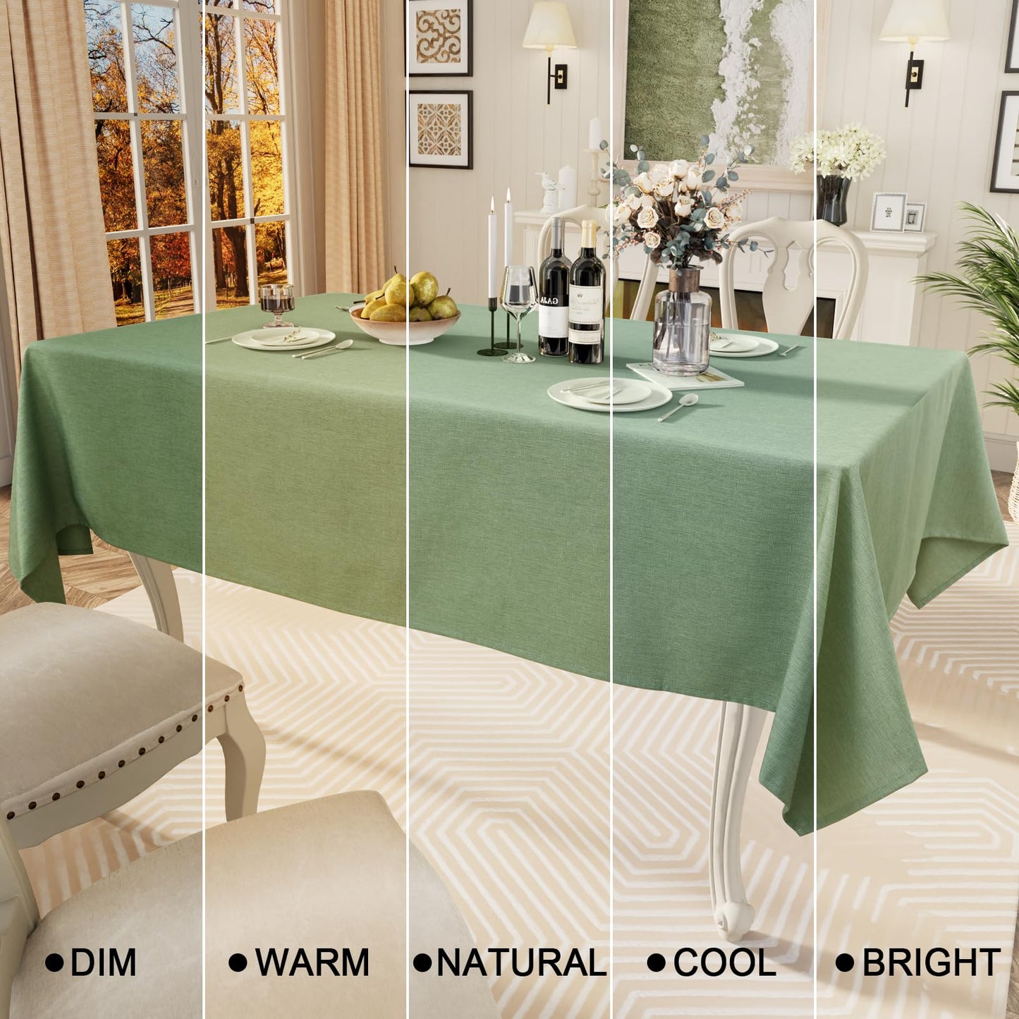 Smiry Rectangle Table Cloth Linen Textured, Waterproof Spillproof Anti-Wrinkle Burlap Tablecloth, Washable Decorative Fabric Table Cover for Dining, Party, Banquet, 52 x 70 Inch, Sage Green