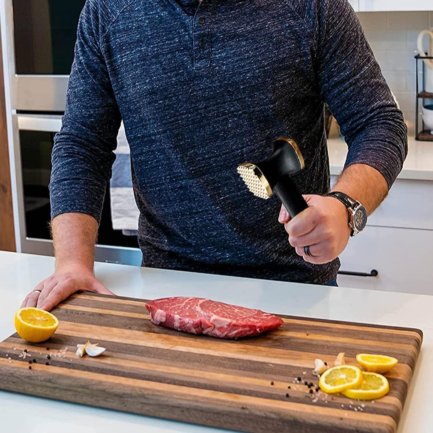 Kitchen Meat Tenderizer - Heavy Duty Manual Hammer Mallet Tool,Meat Hammer Used for Steak, Chicken, Fish，Meat Pounder With Comfort Grip Handle