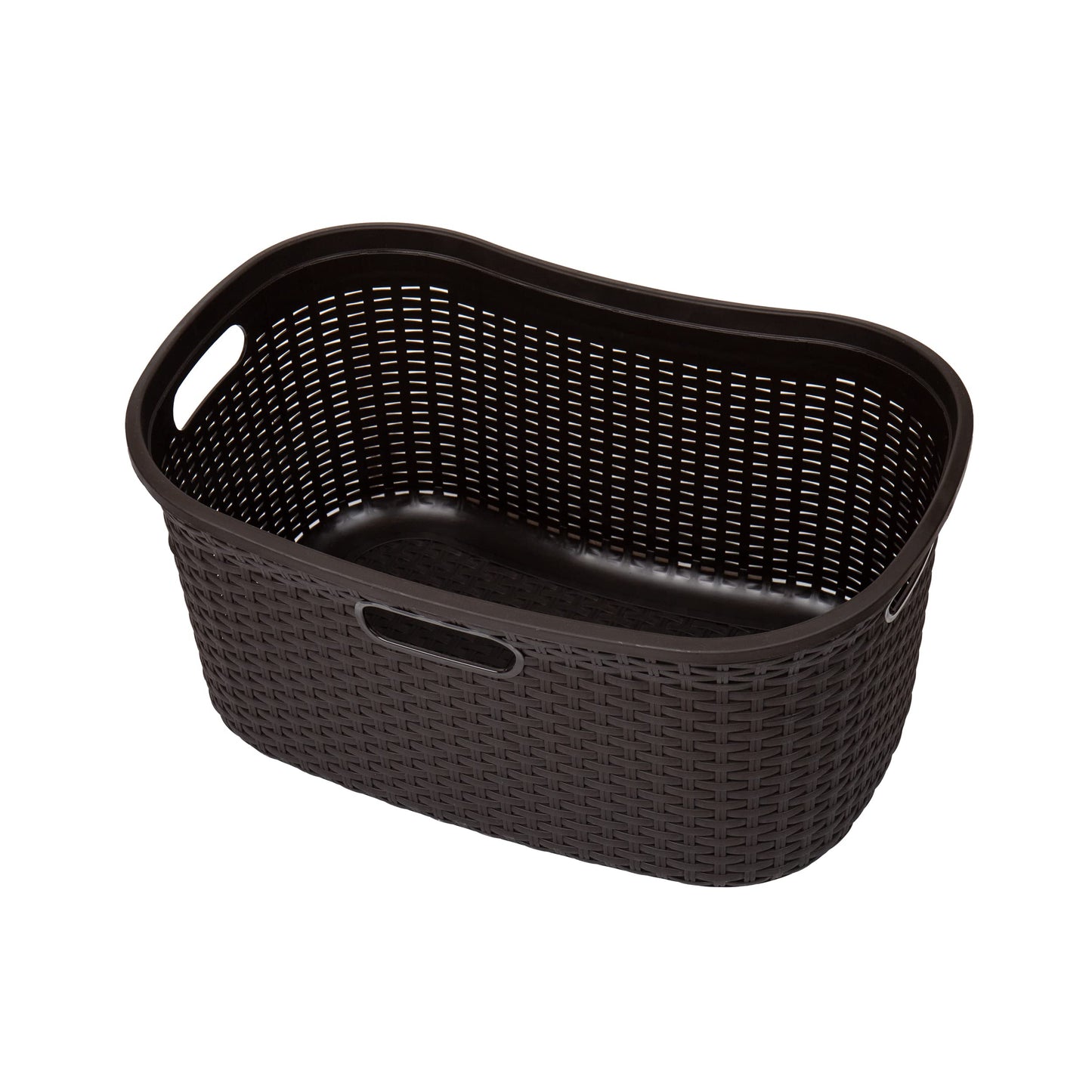 Mind Reader 40L Laundry Basket, Clothes Hamper, Wicker Design, Plastic, 23"L x 14.5"W x 11"H, Set of 2, Brown