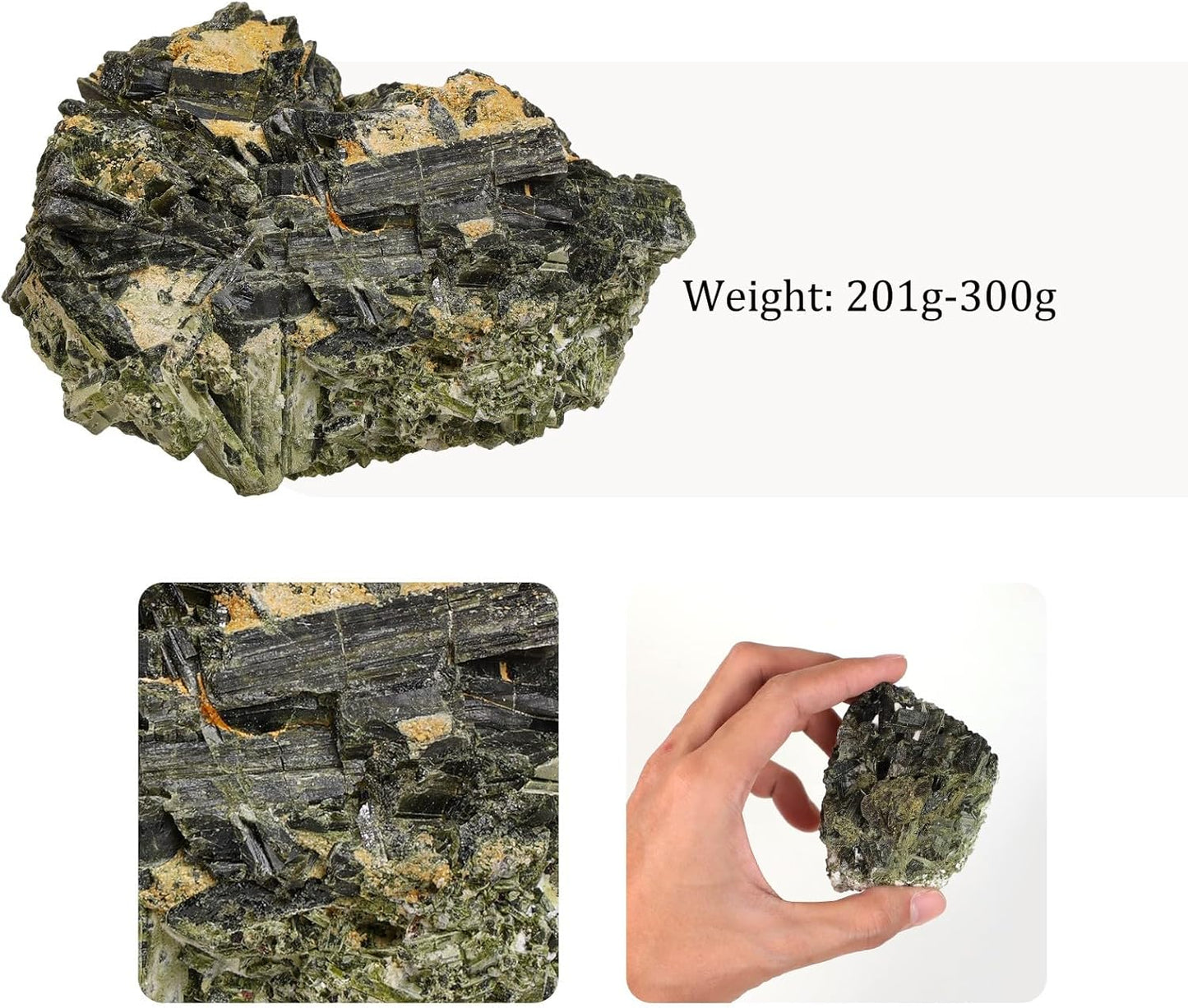 Sportmusies Natural Raw Green Tourmaline Crystal Cluster Reiki Healing Home Office Decoration, Irregular-Shaped Green Tourmaline Stone Mineral Specimen, 1.88-5.03 inches