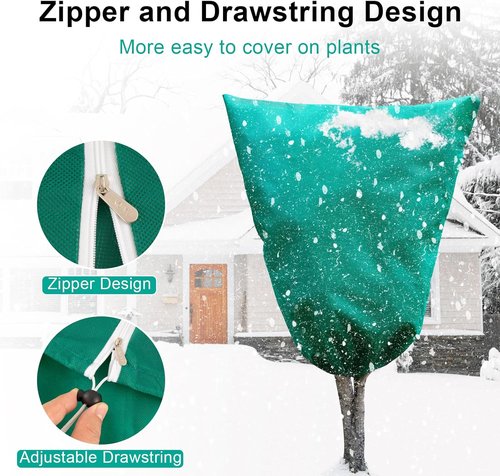 Insoma Plant Covers - 2 Packs of 2.2 oz/yd² Frost Protection for Outdoor Plants | 47.7" W x 71.7" H with Zipper & Drawstring