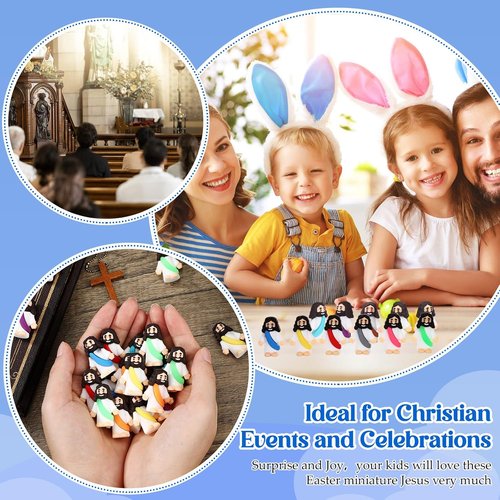 Bememo 12 Pcs Little Jesus Love You Figures - Vibrant Rubber Easter Party Favors for Baptism & Sunday School