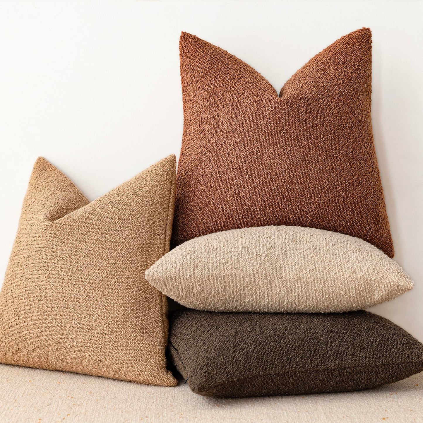 Foindtower Decorative Textured Boucle Throw Pillow Covers Accent Solid Lumbar Pillow Cases Soft Cozy Couch Cushion Case for Chair Sofa Bedroom Living Room Home Decor 12x20 Inch,1PC,Burnt Orange Hazel