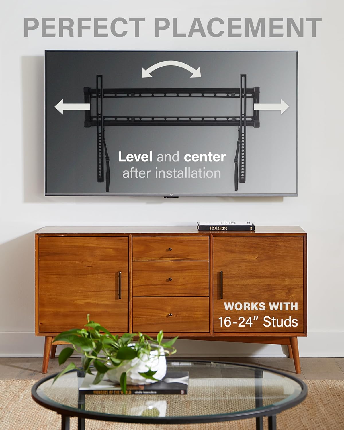 SANUS Low Profile TV Wall Mount | Universal Fixed Bracket for 40" to 80" TVs - Slim 1” Design - Easy 3-Step Installation