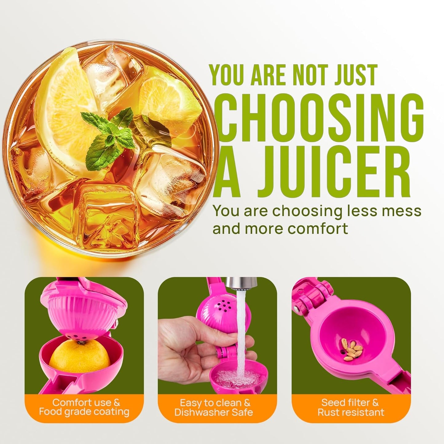 Zulay Kitchen 2-in-1 Lemon Squeezer - Sturdy Hand Juicer for Maximum Juice Extraction - Easy to Clean