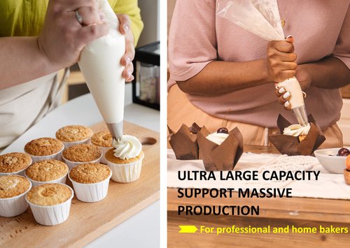 23 Inch Extra Large Piping Bags - 100 Pack Disposable Pastry Bags - Thick Anti-Burst Icing Piping Pastry Bags For Frosting Decorating Cake Cupcake Cookie (23 Inch-100 Pack)
