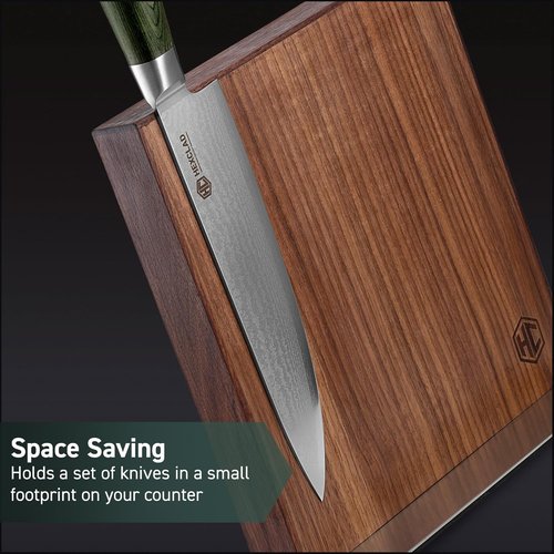 HexClad Magnetic Knife Block Holder - Strong Enhanced Magnets for Kitchen Storage | Walnut Finish