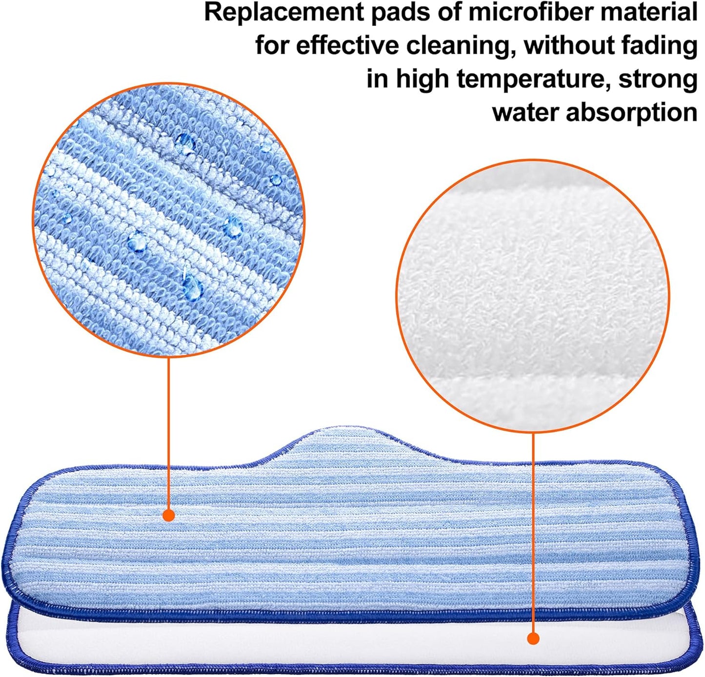 Newbealer Microfiber Steam Cleaner Pads - 6 PCS Replacement Set, Durable & Washable for NB282C