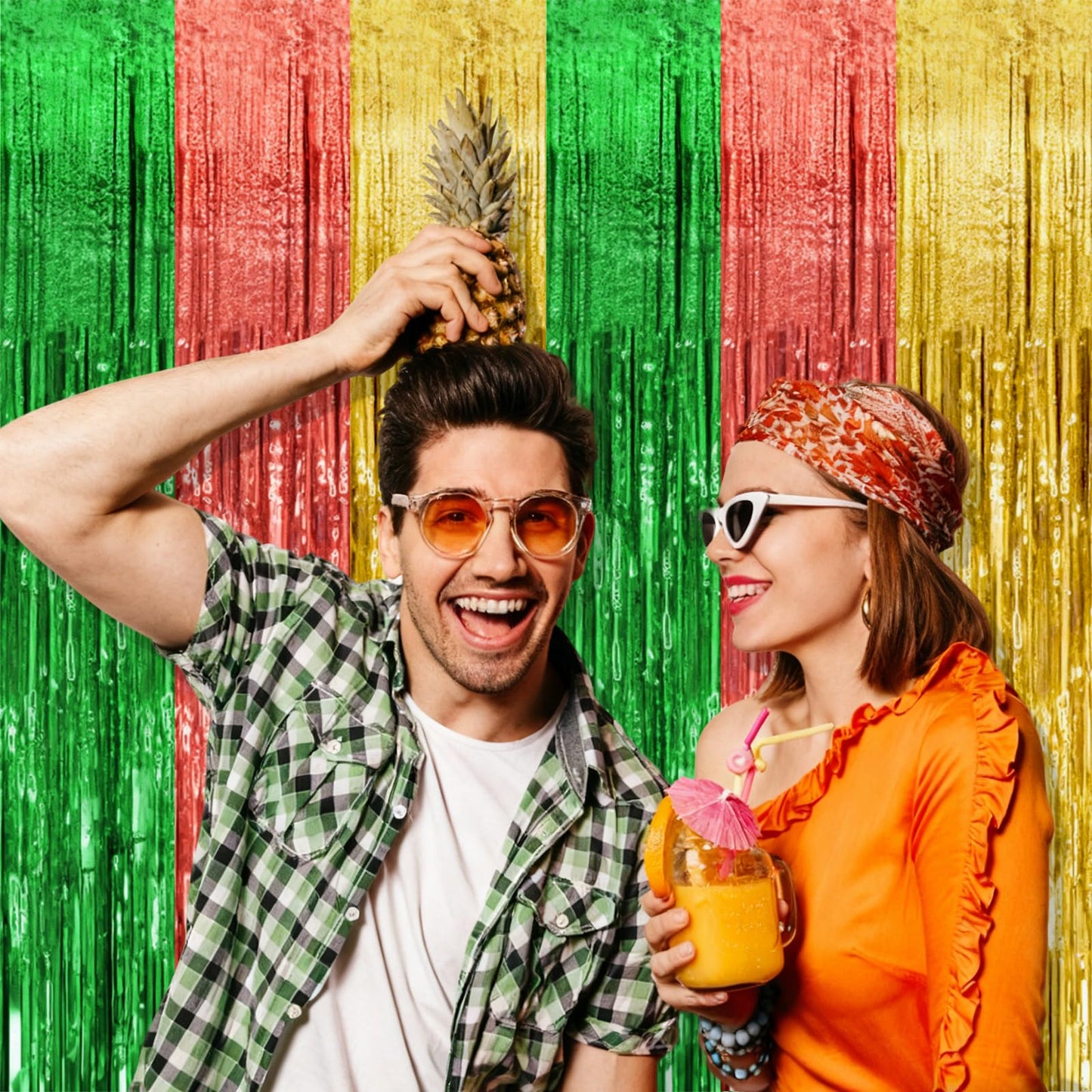 5 Pack Hawaii Backdrop Party Decorations Tinsel Curtain Summer Party Streamer Foil Fringe Birthday Decorations Photo Booth Vibrant Theme Christmas Beach Baby Shower Graduation Decor