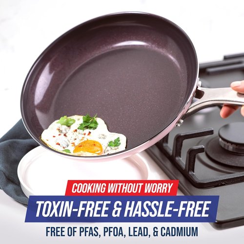 Blue Diamond Cookware 10" Diamond Infused Ceramic Nonstick Frying Pan - PFAS-Free & Dishwasher Safe, Pink
