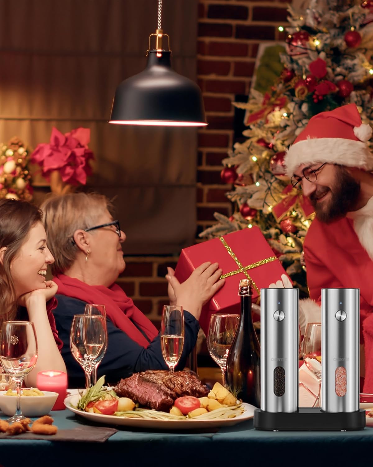Skiennix Electric Salt and Pepper Grinder Set - Rechargeable, Large Capacity, LED Light & Adjustable Coarseness for Kitchen & BBQ