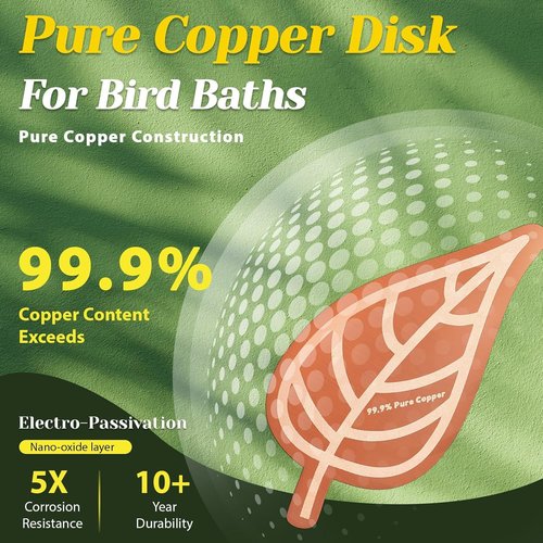 3Pcs Copper Purification Disks by [Brand Name] - 99.99% Pure Copper Water Cleaning Discs for Outdoor Birdbaths & Fountains