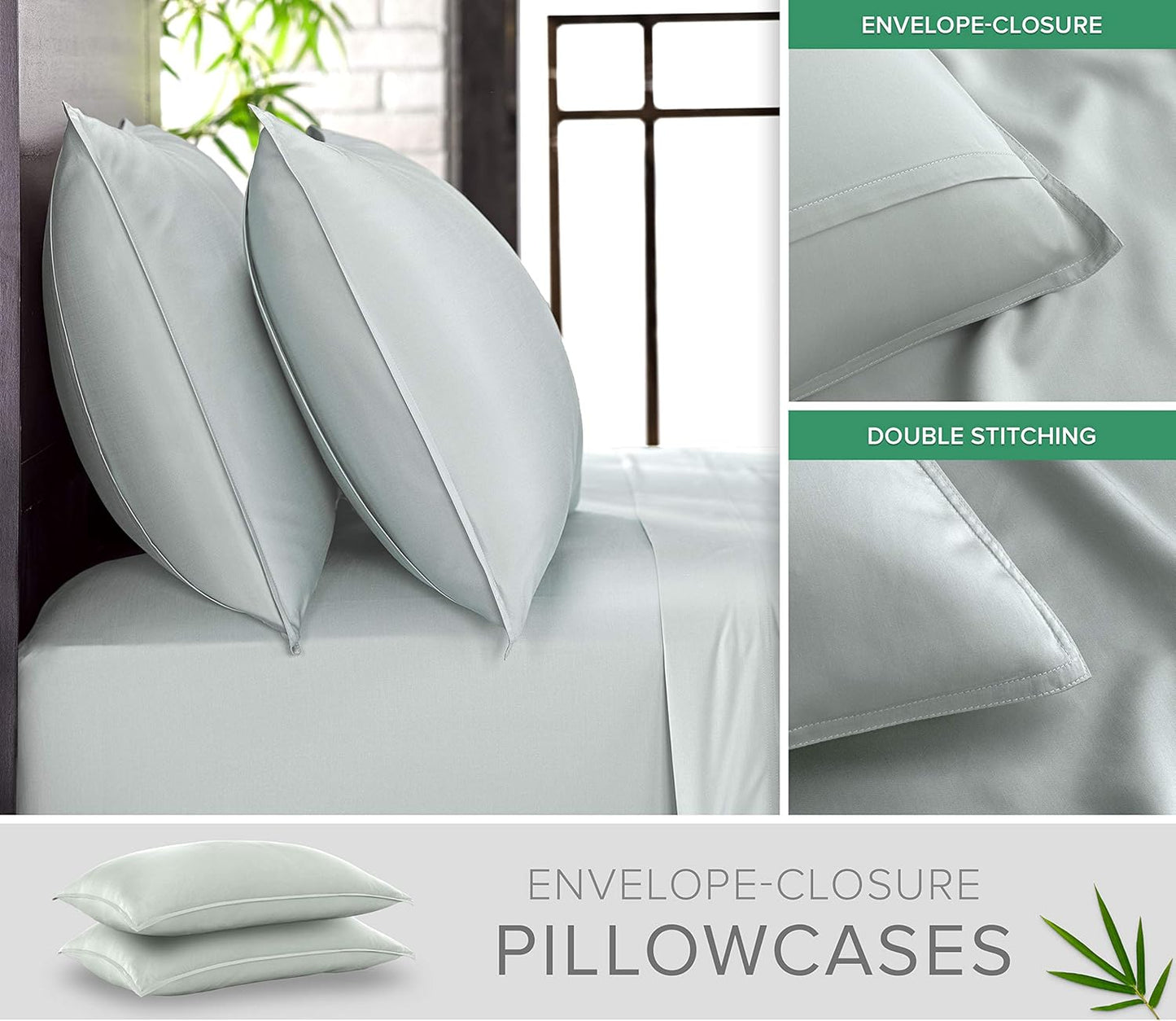 Pure Bamboo Full Sheets - Luxuriously Soft & Cooling 100% Organic Viscose Bed Sheet Set | Full Size, Sea Glass