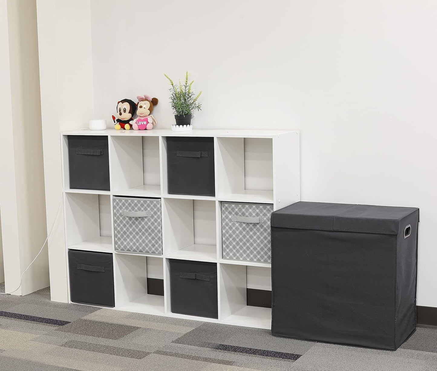 Simple Houseware Foldable Cube Storage Bins - 11-Inch Dark Gray Fabric Organizers | 6-Pack for Closet & Shelves