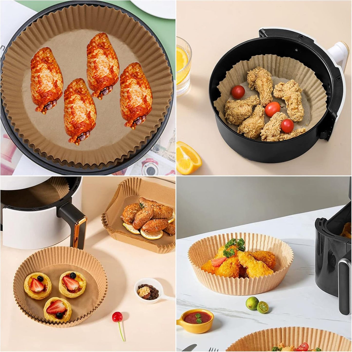 Skiennix Air Fryer Disposable Paper Liners - 200 Pcs Non-Stick Parchment for Baking & Roasting | 6.3 Inch