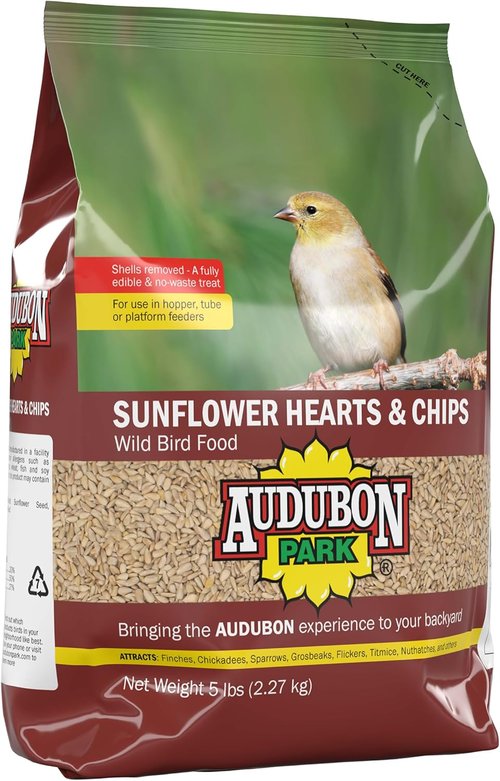 Audubon Park Sunflower Hearts & Chips - No Mess Wild Bird Food, 5-Pound Bag for Easy Feeding