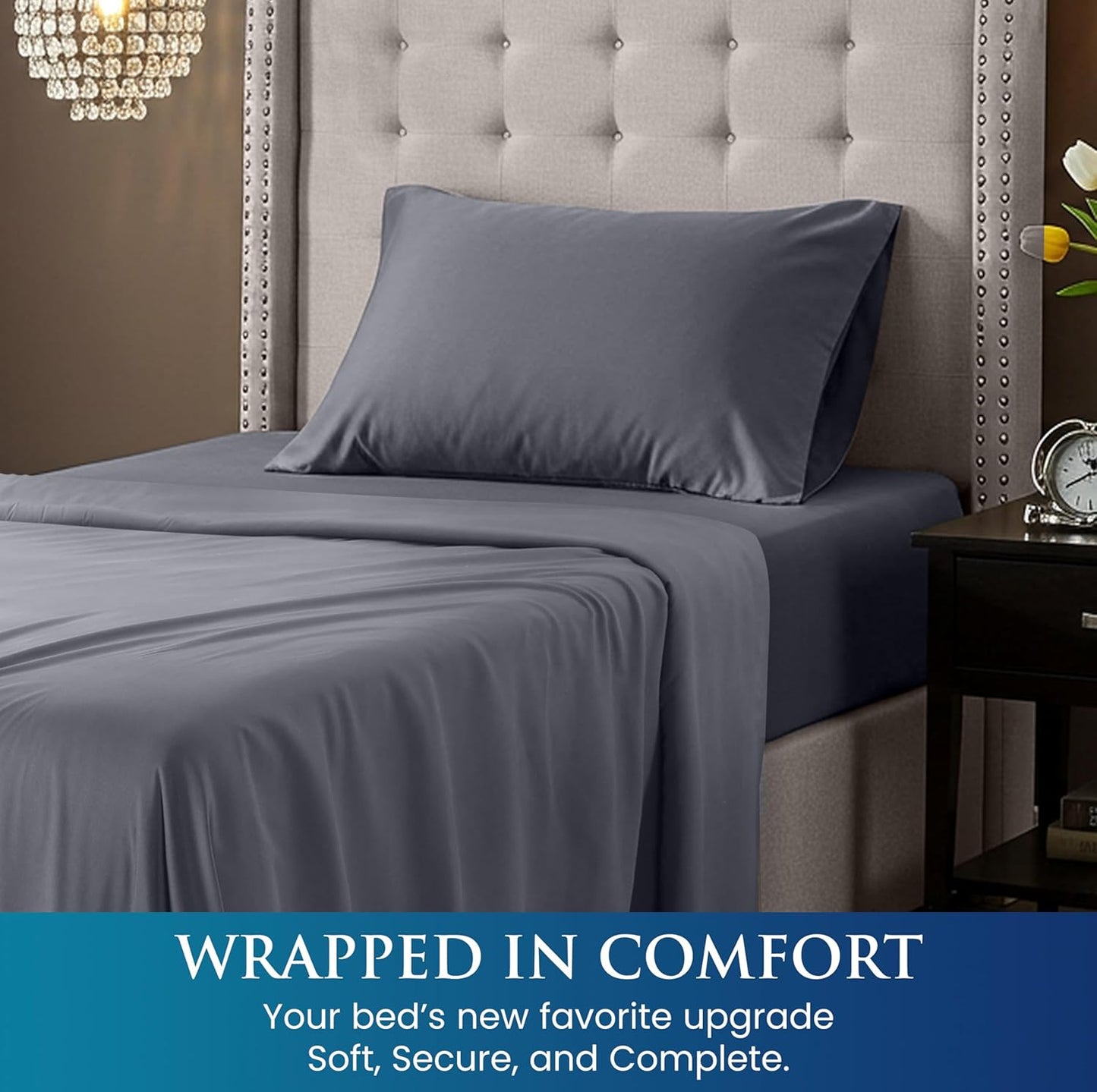 Utopia Bedding Twin Size Sheet Set - Soft Brushed Microfiber - Deep Pocket - Includes Fitted, Flat & Pillow Case (Grey)