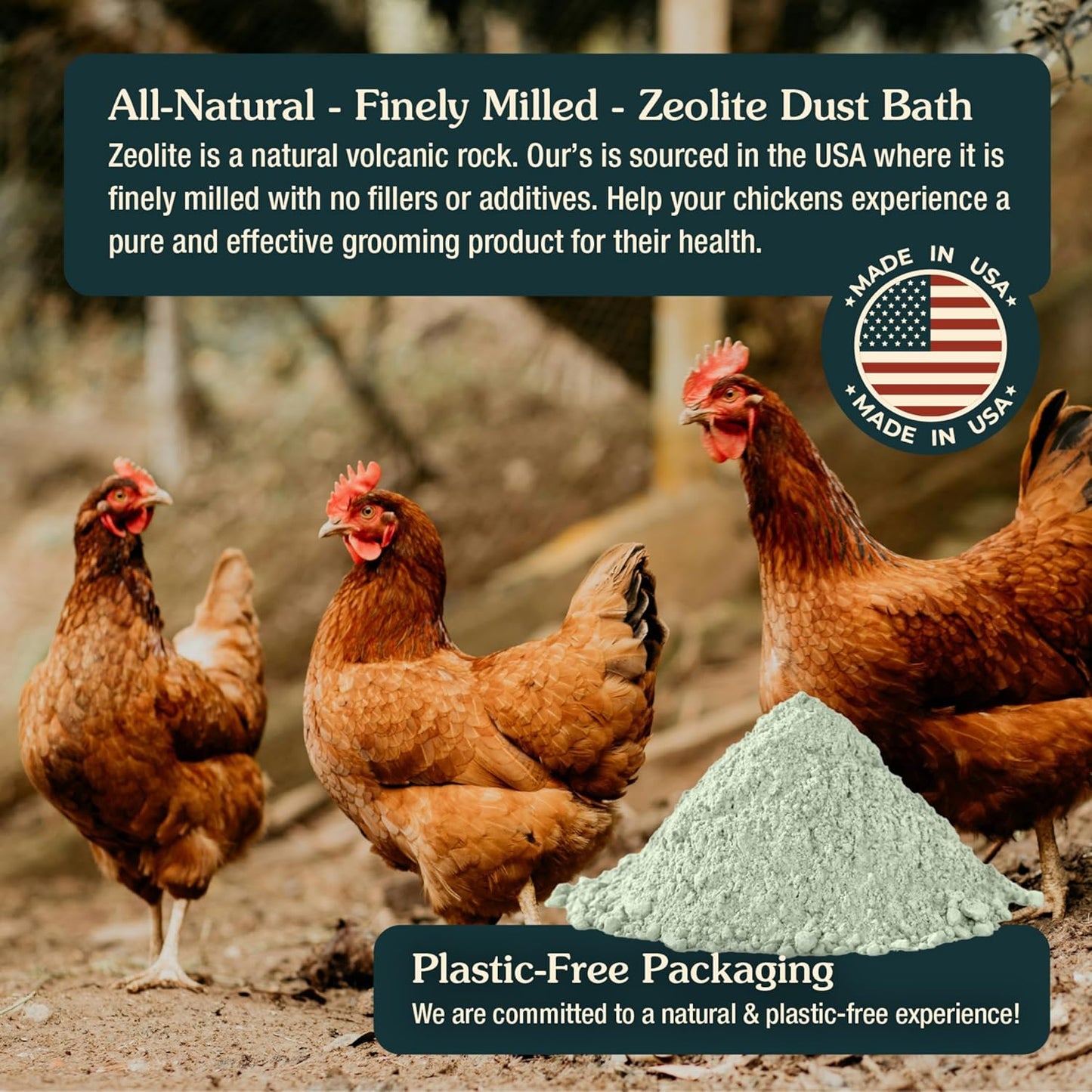 Zeolite Chicken Dust Bath - All-Natural Finely Milled Dust in 12 lb Kraft Box | Made in The USA