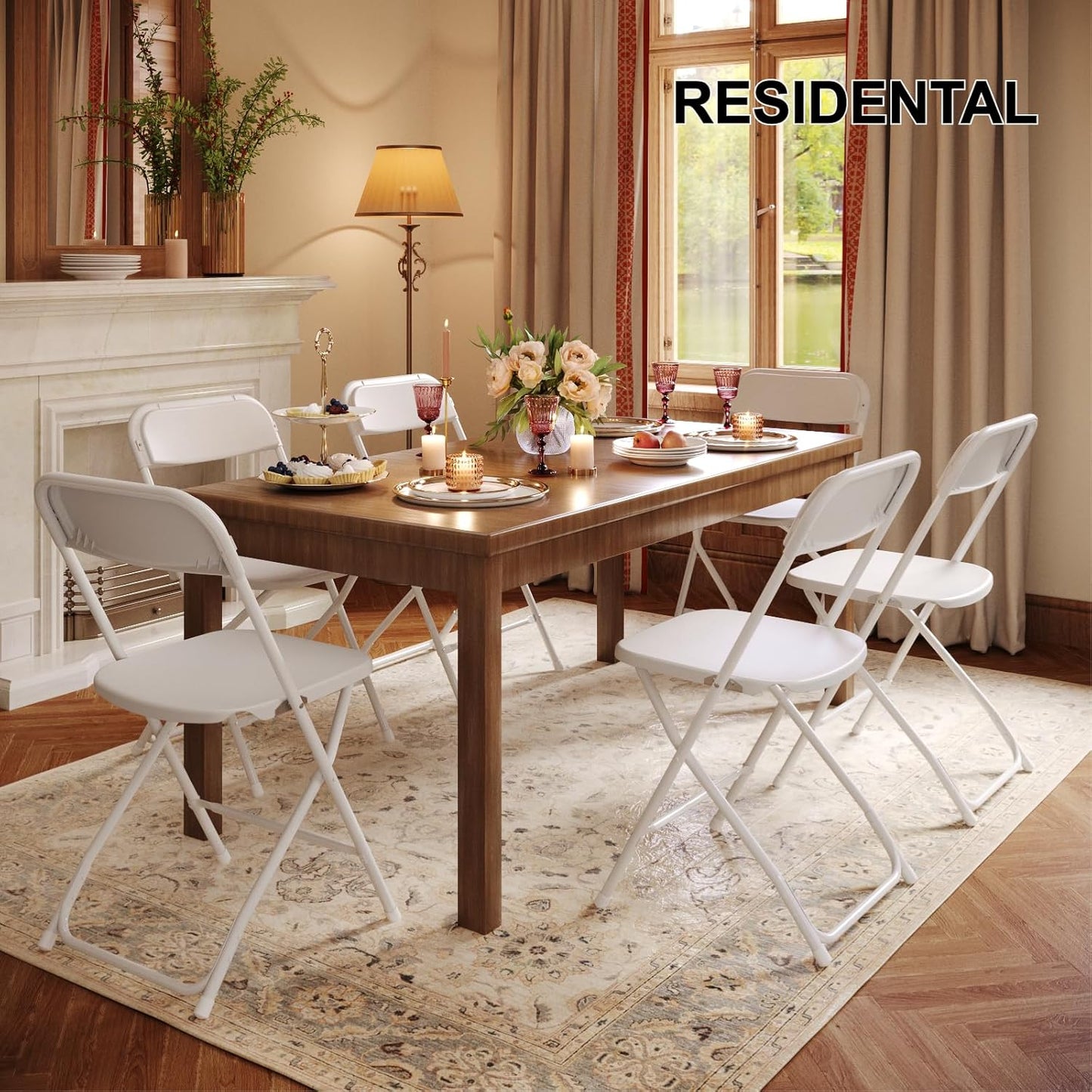 White Folding Chairs 10-Pack by [Brand Name] - Portable, Stackable Plastic Seats for Events | 350lbs Capacity