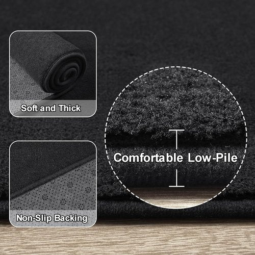 Amearea Modern Soft Hallway Runner Rug - 2x6 Feet Washable Non-Slip Memory Foam | Black Fluffy Carpet for Home Decor