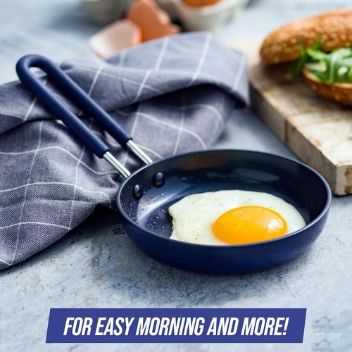Blue Diamond Mini Egg Frying Pan - Diamond Infused Nonstick Ceramic, PFAS-Free, Dishwasher Safe, Blue