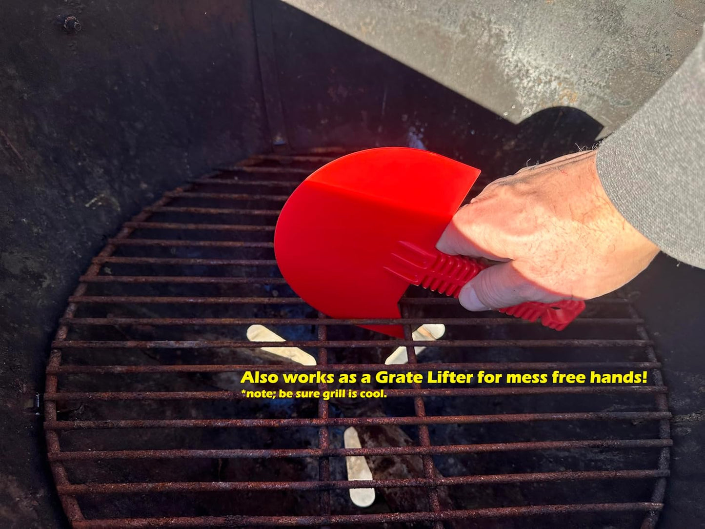 LavaLock Grill Scraper - Effective Residue Remover Tool for Weber Kettle & Smokey Mountain | Red Smoke-n-Scrape