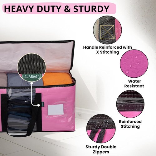 6-Pack Extra Large Moving Bags by [Brand Name] - Heavy Duty, Water-Resistant Storage Totes with Backpack Straps & Side Handles (Pink)