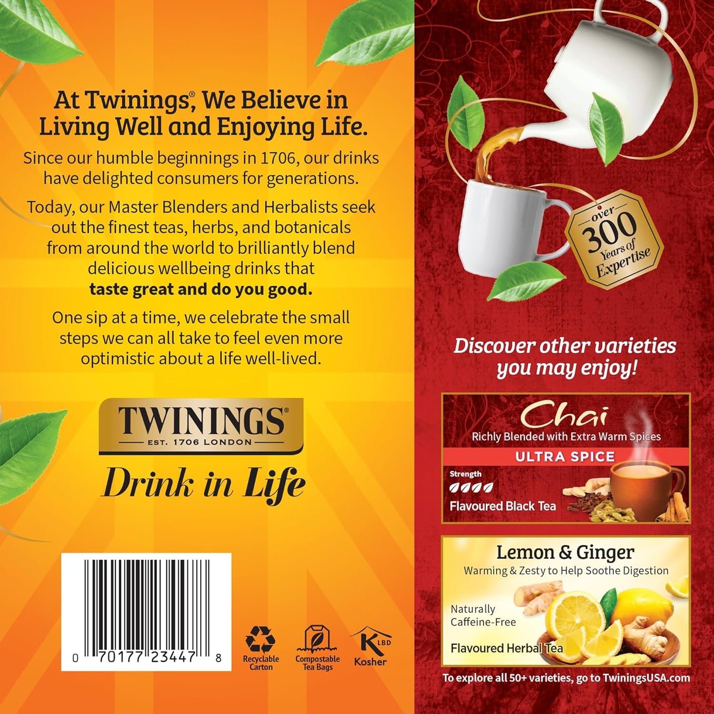 Twinings Chai Black Tea - Richly Blended with Warm Spices - 100 Individually Wrapped Teabags