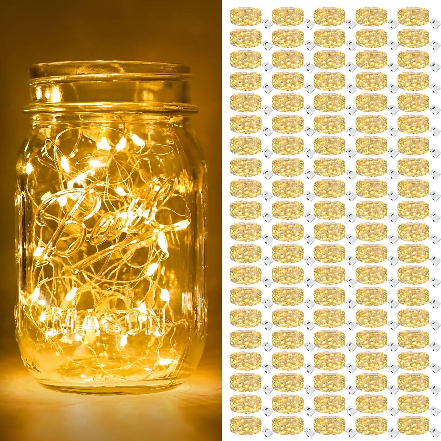 BTFarm 100 Pack Fairy Lights - Battery Operated 20 LED Twinkle Lights | Waterproof Mini Silver Wire, Warm White