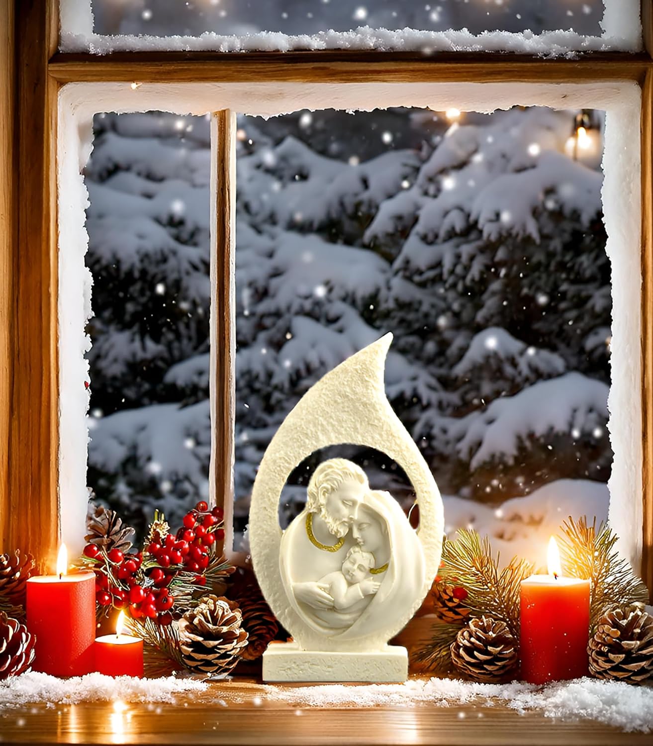 Miniature Holy Family Nativity Figurine - 2.56 Inch Tabletop Christmas Decoration