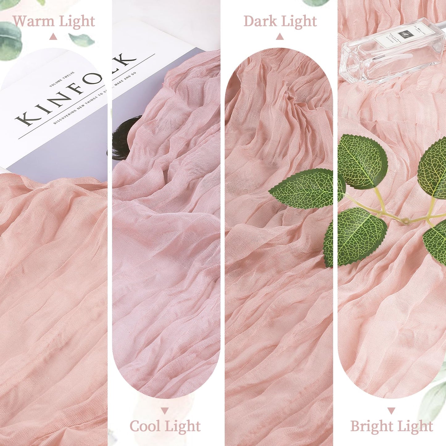 6 Pack Dusty Pink Mother’s Day Cheesecloth Table Runner 10FT Long Boho Gauze Table Runner Rustic Sheer Runner for Spring Wedding Bridal Baby Shower Birthday Holiday Party Table Decor Easter Decor