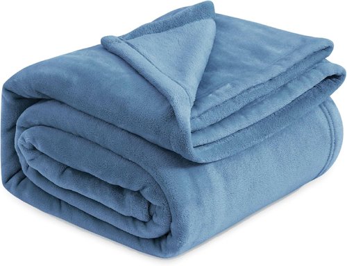 Bedsure GentleSoft Fleece Blanket - King Size Cozy Plush Microfiber in Washed Blue, 108x90 Inches