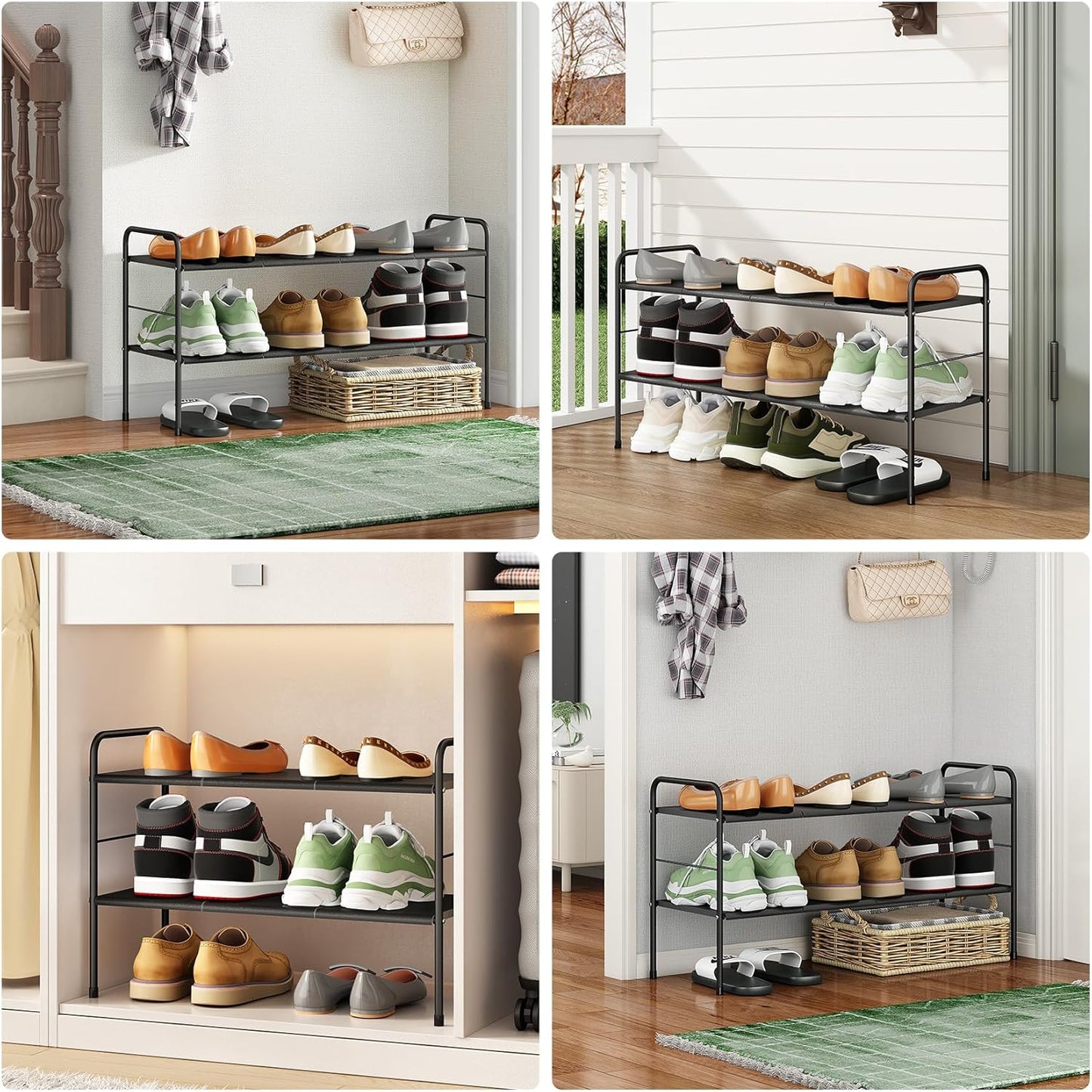 Kitstorack Expandable Shoe Rack - 2-Tier Adjustable Metal Organizer for Small Spaces | Easy to Clean & Soil Detachment Prevention