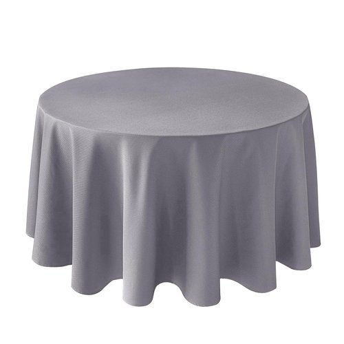Biscaynebay Textured Fabric Round Tablecloths 108", Silver Grey Water Resistant Table Cloth Circle Folding Table Covers Linen for Dining, Kitchen, Wedding and Parties etc. Machine Washable
