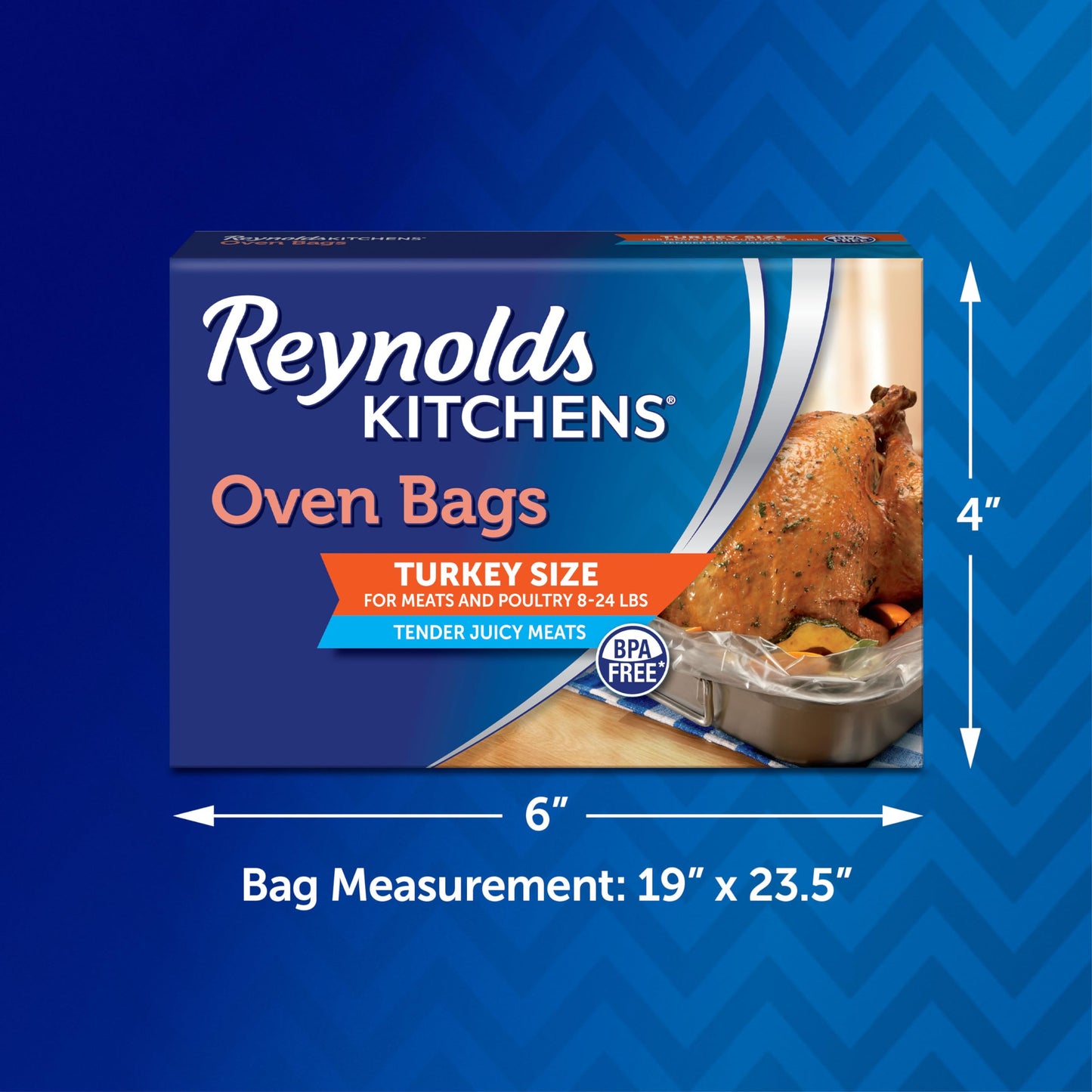 Reynolds Kitchens Turkey Size Oven Bags, Holds Up to 24 Pounds, 2 Count (Pack of 3)