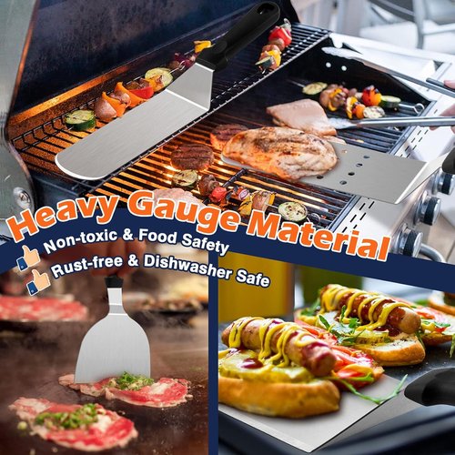 Joyfair 18-Piece Griddle Accessories Kit - Stainless Steel Hibachi Tools for Outdoor BBQ | Spatula, Basting Cover & Burger Press